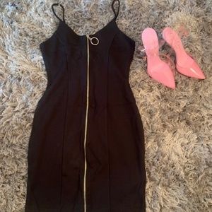 Black zip up dress